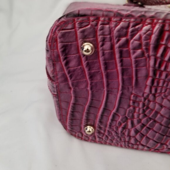 Brahmin Pink Purple Green Hombre Croc Embossed Purse Shoulder Handbag - Picture 10 of 11